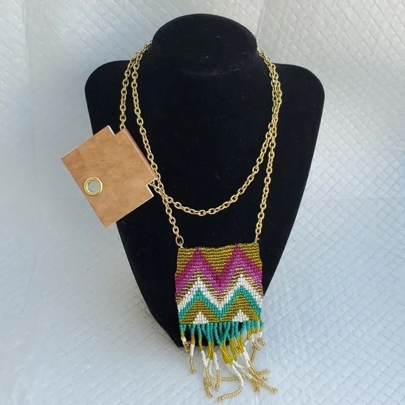 NEW‎ LONG MULTICOLOR BEADS NECKLACE GOLD - Picture 6 of 7